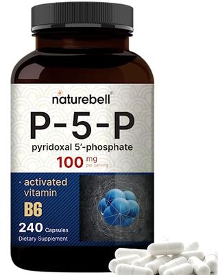 NatureBell P5P Vitamin B6 100mg Per Serving, 240 Capsules | Activated Pyridoxal 5 Phosphate Supplements - Essential B Vitamins for Brain &amp; Memory Health - Non-GMO