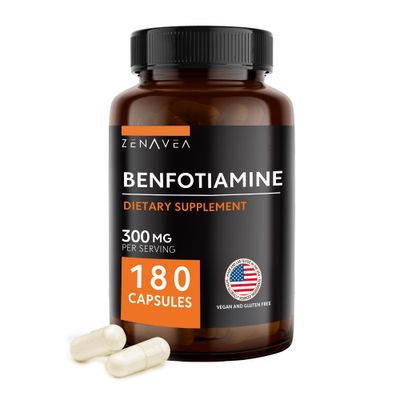 Zenavea Benfotiamine 300mg - Benfotiamine b1-180 Capsules (3 Months Supply) - Vegan, Non-GMO, Gluten-Free