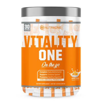 NutraOne VitalityOne On The Go Complete Multivitamin, Probiotic and Enzyme Blend Orange Cream - 30 Servings