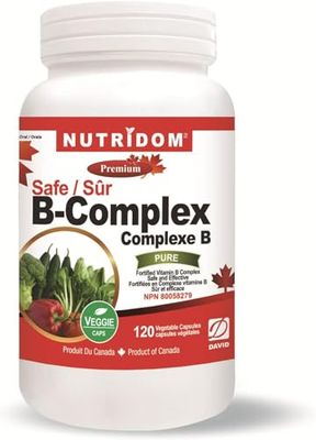 Nutridom Fortified Vitamin B-Complex 200 mg, 120 Count, All Vegan B-Vitamins Including B12, B1, B2, B3, B4, B5, B6, B7 (Biotin), B8 (Inositol), B9 (Folic Acid)