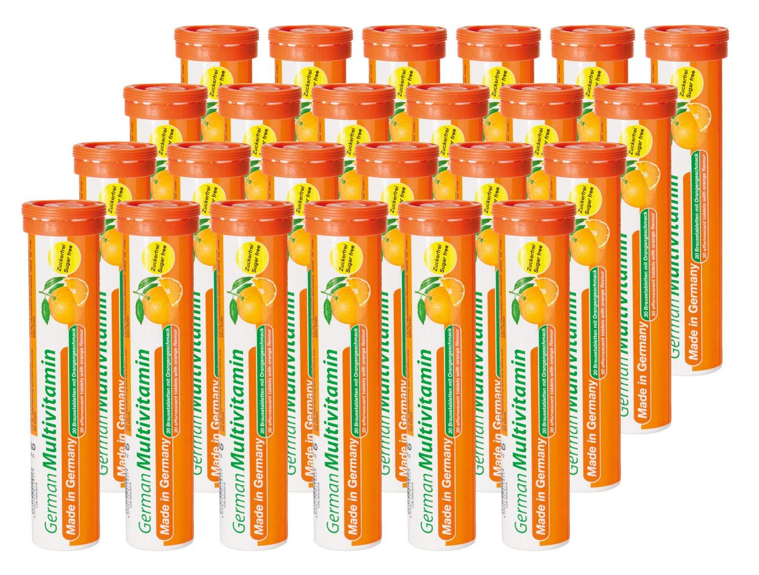 German Multvitamin 10 Vitamins - 480 Vegan Drink Effervescent Tablets - Orange Flavor - Made in Germany