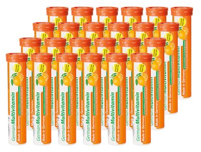 German Multvitamin 10 Vitamins - 480 Vegan Drink Effervescent Tablets - Orange Flavor - Made in Germany
