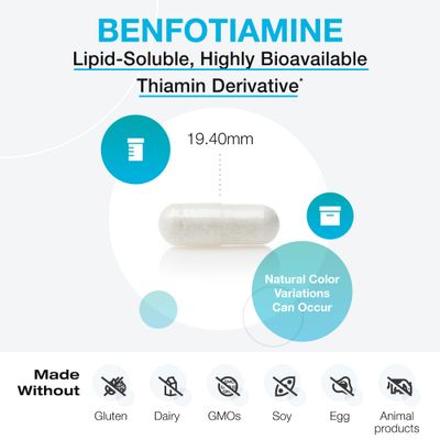 XYMOGEN Benfotiamine 300mg - Highly Bioavailable Thiamine B1 Supplement Derivative to Support Metabolic, Nerve + Vascular Health (120 Capsules)