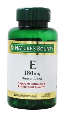 Nature's Bounty E 180mg Pure dI-Alpha Softgels, 120 Count