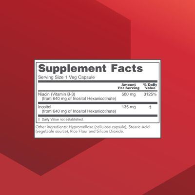 Protocol Niacin 500mg - Inositol Hexanicotinate - No Flush Niacin - Vitamin B3 - Energy & Metabolism Support* - Vegan & Kosher - 90 Veg Caps