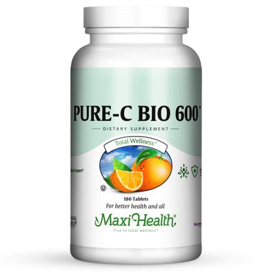 Maxi-Health Pure-C-Bio 600 - with Bioflavonoids - Immune &amp; Capillary Support - 180 Tablets - Kosher