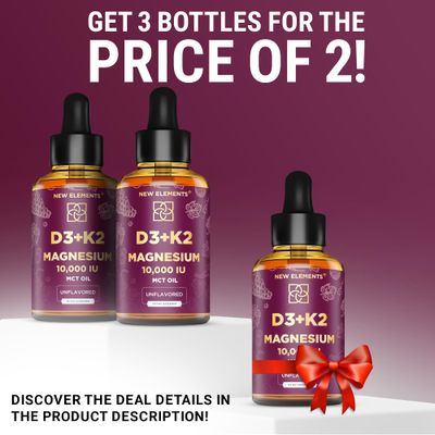 Liquid Vitamin D3 K2 10000IU with Magnesium Glycinate 5mg | VIT D3 K2 Drops for Adults | Mk7 Vitamin K2 100mcg | Vitamin D3 + K2 Supplement for Men &amp; Women | Gluten Free | Non-GMO