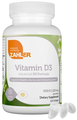 Zahler - Advanced Vitamin D3 5000 IU Softgels (120 Count) Kosher Vegetarian Friendly Vitamin D for Immune Support, Bone, Teeth &amp; Muscle Health - Daily D3 Vitamin Supplement for Adults - Easy Swallow V