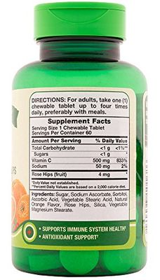Nature's Truth Vitamin C 500 mg Chewable with RH Tabs, 60 Count (Pack of 3)