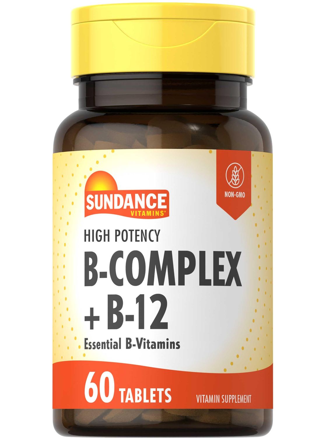 Sundance Vitamin B-Complex | with B-12 | 60 Tablets | High Potency | Vegetarian, Non-GMO, and Gluten Free Supplement