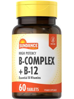 Sundance Vitamin B-Complex | with B-12 | 60 Tablets | High Potency | Vegetarian, Non-GMO, and Gluten Free Supplement