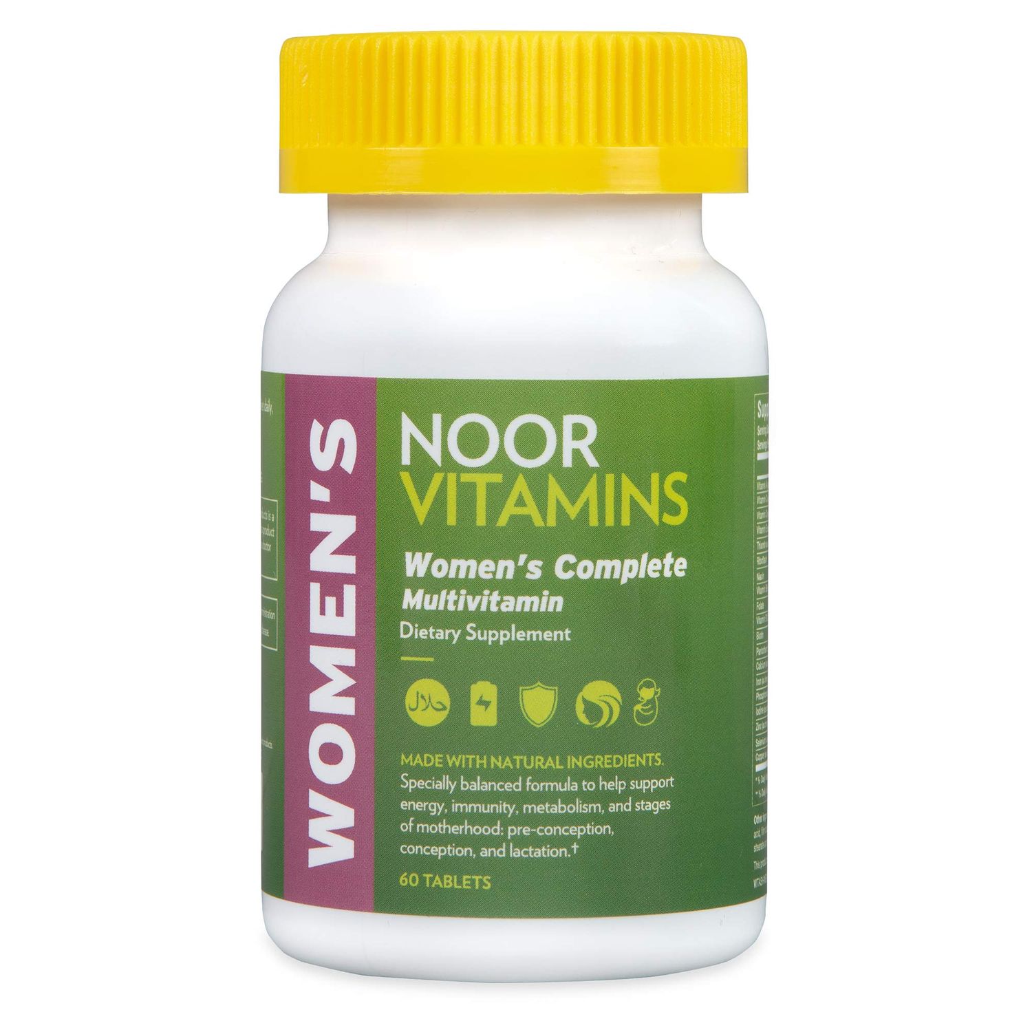 Noor Vitamins Halal Womens Multivitamin &amp; Mineral I Once Daily Vitamin Supplement I Vegan | Supports Energy, Immunity, Metabolism, Healthy Appearance and Stages of Motherhood I 2-Month Supply