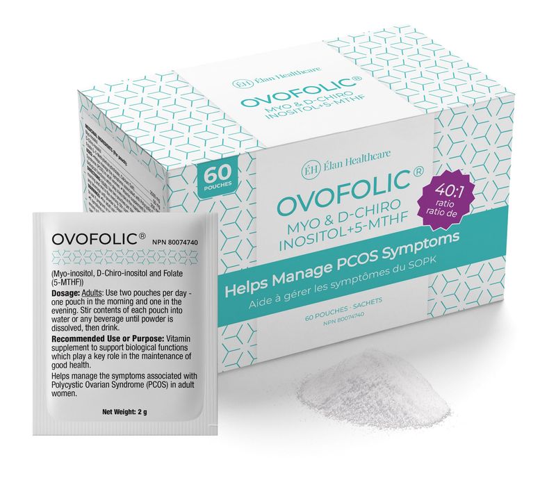 Ovofolic Inositol Supplement - Myo-Inositol and D-Chiro Inositol Plus Active Folate- Ideal 40:1 Ratio - Hormone Balance &amp; Healthy Ovarian Support for Women- 60 sachets (60)