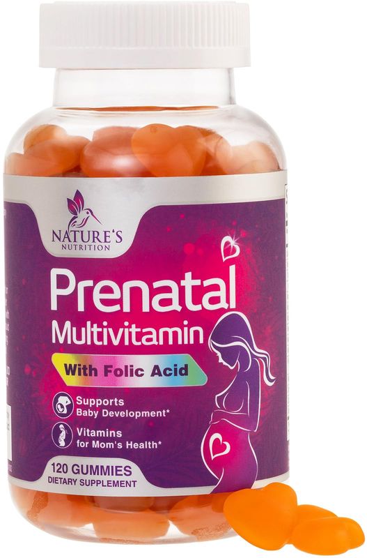 Prenatal Gummy with Folic Acid, Prenatal Vitamins and Minerals for Fetal Support, Vitamin A, C, D3, B12, B6 &amp; Folate, Prenatal Multivitamin for Pregnant &amp; Nursing Women - 120 Gummies, 60 Day Supply