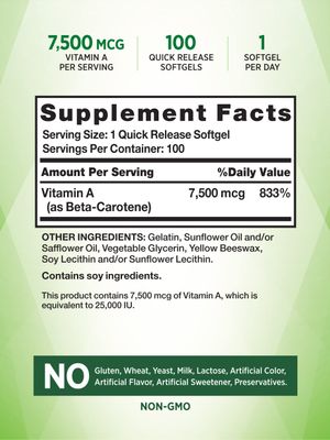 Nature's Truth Beta Carotene 25000 IU Softgels | 100 Count | Vitamin A Supplement | Non-GMO and Gluten Free Supplement