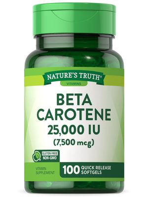 Nature&#39;s Truth Beta Carotene 25000 IU Softgels | 100 Count | Vitamin A Supplement | Non-GMO and Gluten Free Supplement