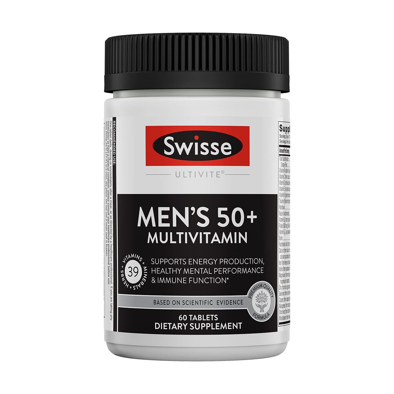 Swisse Daily Multivitamin for Men 50 and Over | 39 Vitamins, Antioxidants and Minerals + Adaptogens | Energy &amp; Immune Support | Mens 50+ Multivitamins Supplement | 60 Tablets