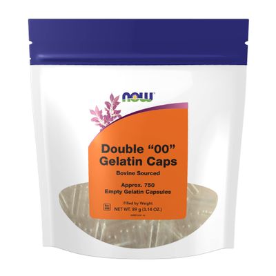 NOW Foods Supplements, Empty Gelatin Capsules, Double 00, Bovine Sourced, Filled by Weight, 750 Gel Capsules