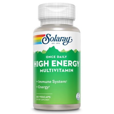 SOLARAY Once Daily High Energy Multivitamin, Immune System and Energy Support, Whole Food and Herb Base Ingredients, Mens and Womens Multi Vitamin, 60 Servings, 60 VegCaps