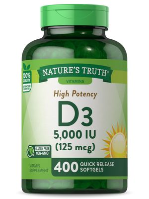 Nature&#39;s Truth Vitamin D3 5000 IU Softgels | 400 Count | High Potency | Non-GMO &amp; Gluten Free Supplement