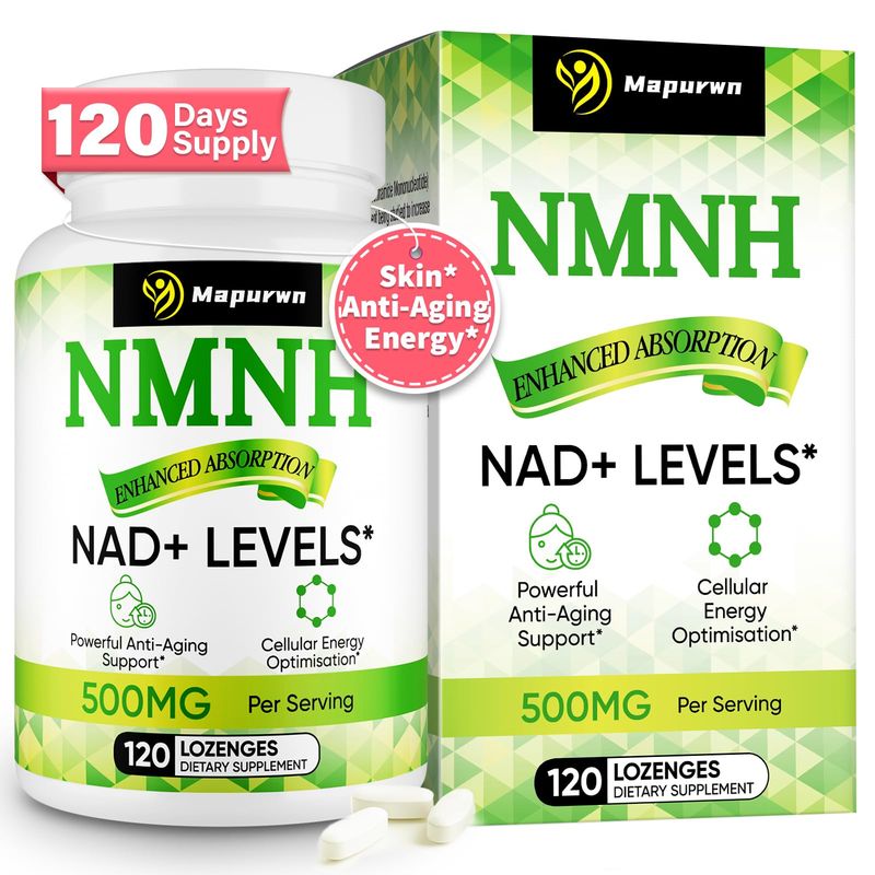 NMNH (Dihydronicotinamide Mononucleotide), NMN Supplement Alternative 500mg per Serving NAD NMNH Supplements for Women to Boost NAD+ Levels As We Age, Anti Aging, Energy, Focus, Non-GMO, 120 Count