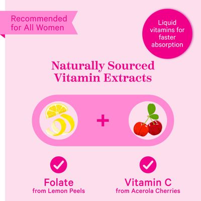 Pink Stork Liquid Folate: Whole-Food Vitamin B9 from Lemon Peels, Natural Folic Acid with Vitamin C, Liquid Prenatal Vitamins for Women, Pregnancy Must Haves, Women-Owned, 2 oz
