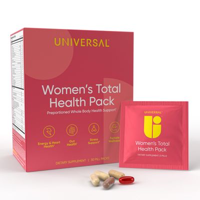 Universal U Women&#39;s Total Health Pack Daily Multivitamin Supplement, Energy, Stress &amp; UT Support, Krill Oil, 22 Key Vitamins &amp; Minerals, Iron, Biotin, Zinc, Selenium, Astaxanthin, Calcium (30 Pack)