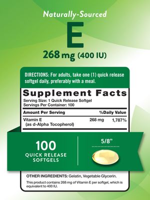 Nature's Truth Vitamin E 400 IU Softgels | 100 Count | Non-GMO &amp; Gluten Free Supplement