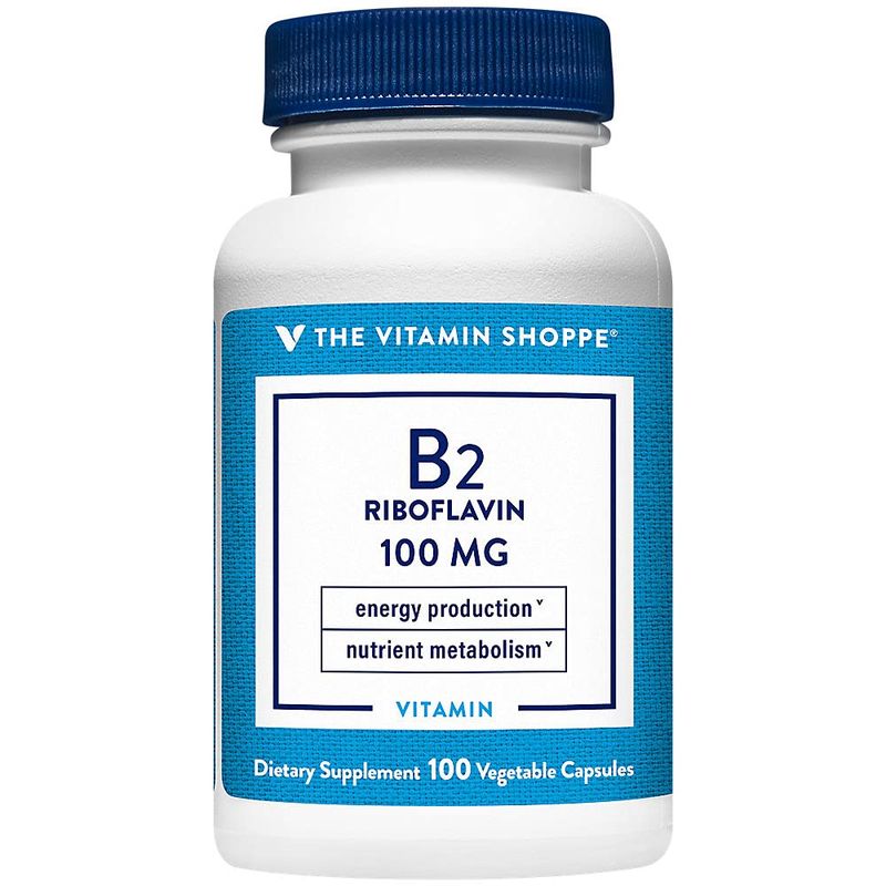 Vitamin B2 (Riboflavin) 100mg - Energy Production &amp; Nutrient Metabolism Support Supplement, Essential B Vitamin - Once Daily, Gluten Free (100 Capsules) by The Vitamin Shoppe