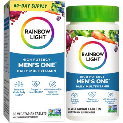 Rainbow Light Mens One Multivitamin, Men&#39;s Daily Multivitamin Provides High-Potency Immune Support, With Vitamin C, Vitamin D and Zinc, Vegetarian, 60 Count