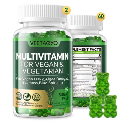 Vitamin D3 + K2-1000IU D3 90mcg K2 - Multivitamin for Vegetarian &amp; Adults w/Algae Omega-3,Iron,Methyl B12,Seamoss,Iodine for for Bone,Muscle,Energy,Immunity Support- Sugar Free,Gluten-Free,120 Count