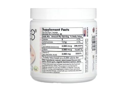 Sufficient-C Abundant-B High-Dose Methyl B-12 and Biotin Pink Lemonade Energy Drink Mix Solution - Flavor w/Function in Each Refreshing sip!