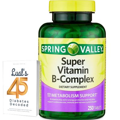Super Vitamin B-Complex Tablets. Includes Luall Sticker + Spring Valley Super Vitamin B-Complex Tablets Dietary Supplement (250 Tablets)