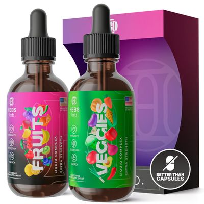 Multivitamin Fruits and Vegetables Supplements - Organic Energy Supplements &amp; Vitamin Immune Booster - Liquid Multivitamins for Women &amp; Men - Fruit and Veggies Supplement - Made in the USA - 2 Pack