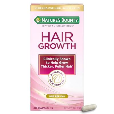 Nature&#39;s Bounty Hair Growth Supplement, 1 Per Day, Clinically Shown to Support Thicker, Fuller Hair, with Biotin, Silicon &amp; Arginine, 30 Capsules