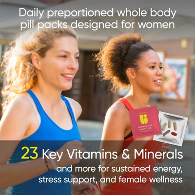 Universal U Women's Total Health Pack Daily Multivitamin Supplement, Energy, Stress &amp; UT Support, Krill Oil, 22 Key Vitamins &amp; Minerals, Iron, Biotin, Zinc, Selenium, Astaxanthin, Calcium (30 Pack)