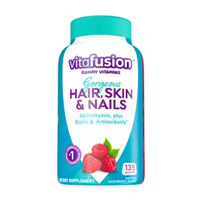Vitafusion Gorgeous Hair, Skin &amp; Nails Multivitamin plus Biotin and Antioxidant vitamins C&amp;E, Raspberry Flavor, 135ct (45 day supply), from Americas Number One Gummy Vitamin Brand