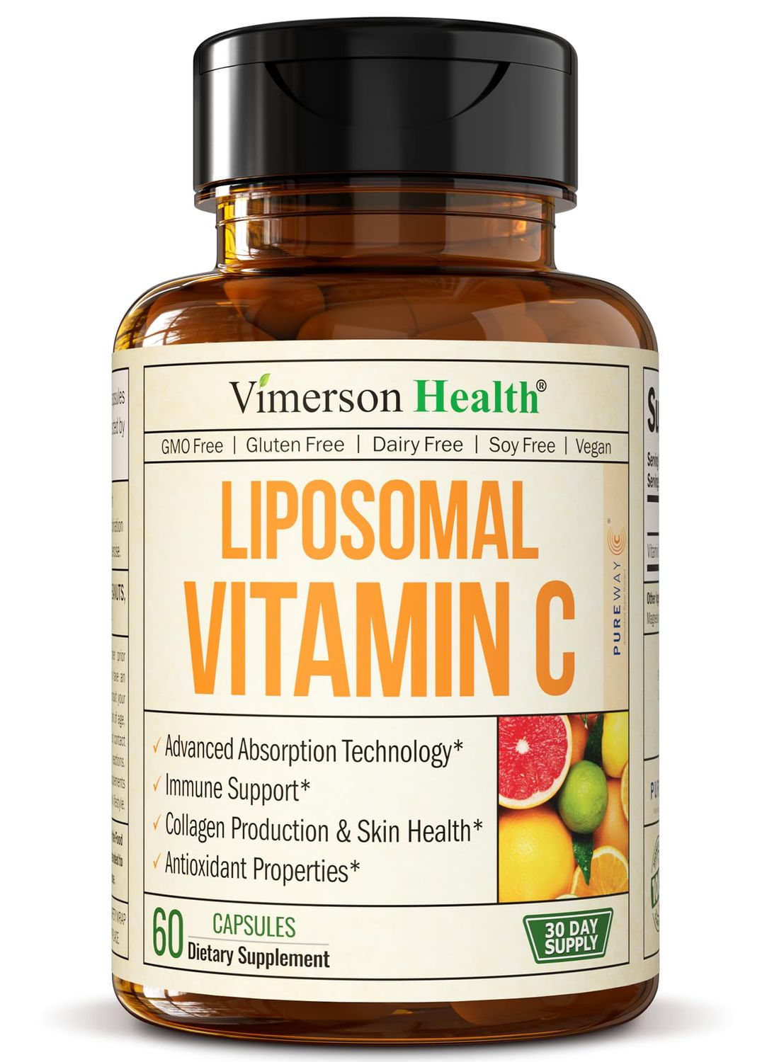 Liposomal Vitamin C 1000mg Capsules - Premium Absorption Vitamin C Capsules for Immune Health &amp; Antioxidant Support. High Potency dose of Liposomal VIT C Yet Gentle on Your Tummy. 60 Capsules