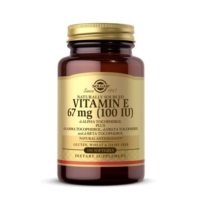 Solgar Vitamin E 67 mg (100 IU), 100 Mixed Softgels - Natural Antioxidant, Skin &amp; Immune System Support - Naturally-Sourced Vitamin E - Gluten Free, Dairy Free - 100 Servings