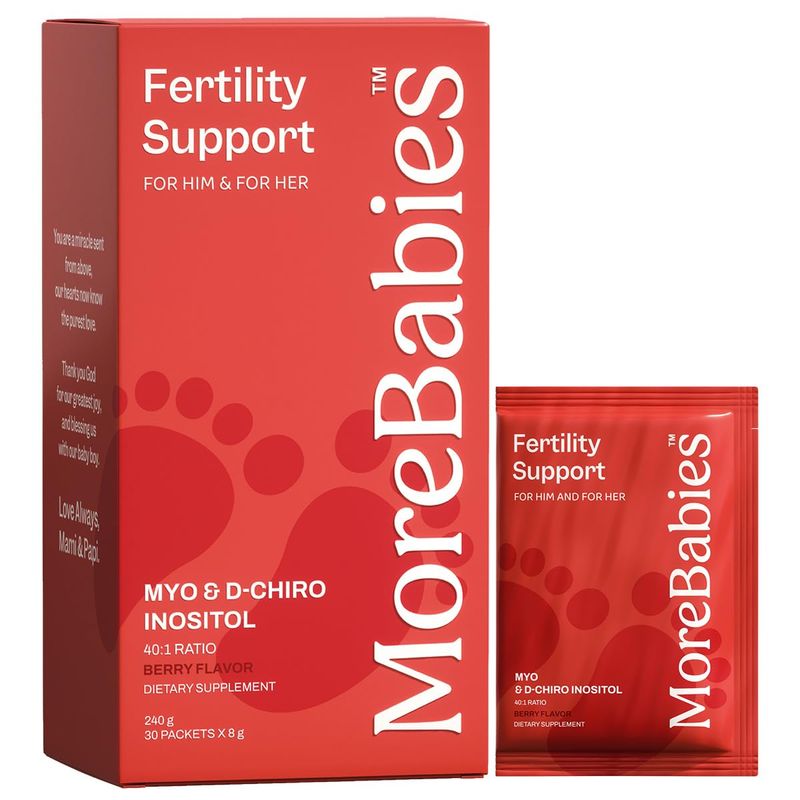 MoreBabies Myo-Inositol &amp; D-Chiro Inositol Fertility Supplement for Women and Men. 30-Day Supply, Berry Flavored Packets. Promotes Healthy Ovarian Function and Sperm Quality.