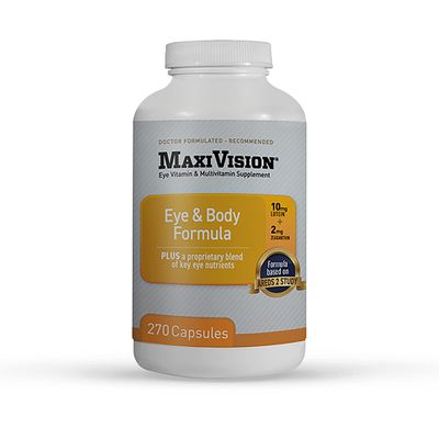 MaxiVision Eye &amp; Body Formula - Based on AREDS 2 Study - 270 Eye Vitamins Capsules - 1 Bottle