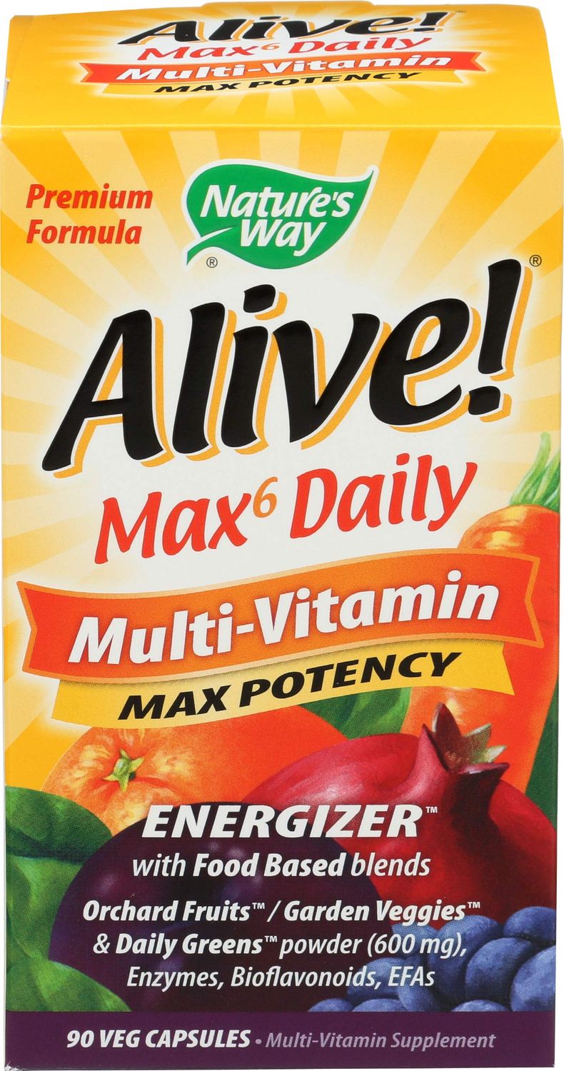 Nature&#39;s Way Alive! Max 6 Daily Multi-Vitamin 90 Veg Capsules
