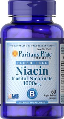 Puritan&#39;s Pride Flush Free Niacin Inositol Nicotinate 1000 Mg-60 Capsules, 60 Count