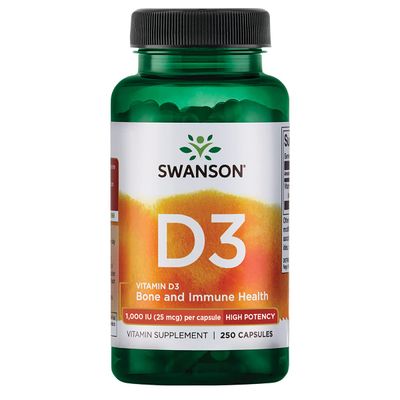Swanson Vitamin D3 1000 IU - 250 Softgels - Bone Health, Immune Support, and Muscle Function Supplement