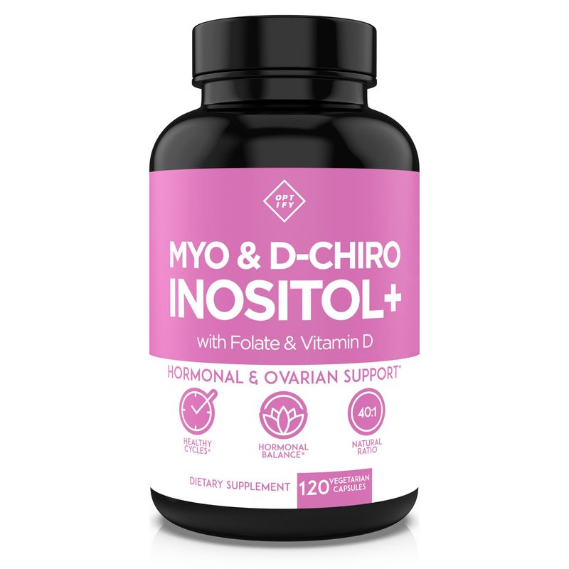 Premium Inositol Supplement - Myo-Inositol and D-Chiro Inositol Plus Folate and Vitamin D - Ideal 40:1 Ratio - Healthy Hormone Balance &amp; Healthy Ovarian Support for Women - Vitamin B8-30 Day Supply