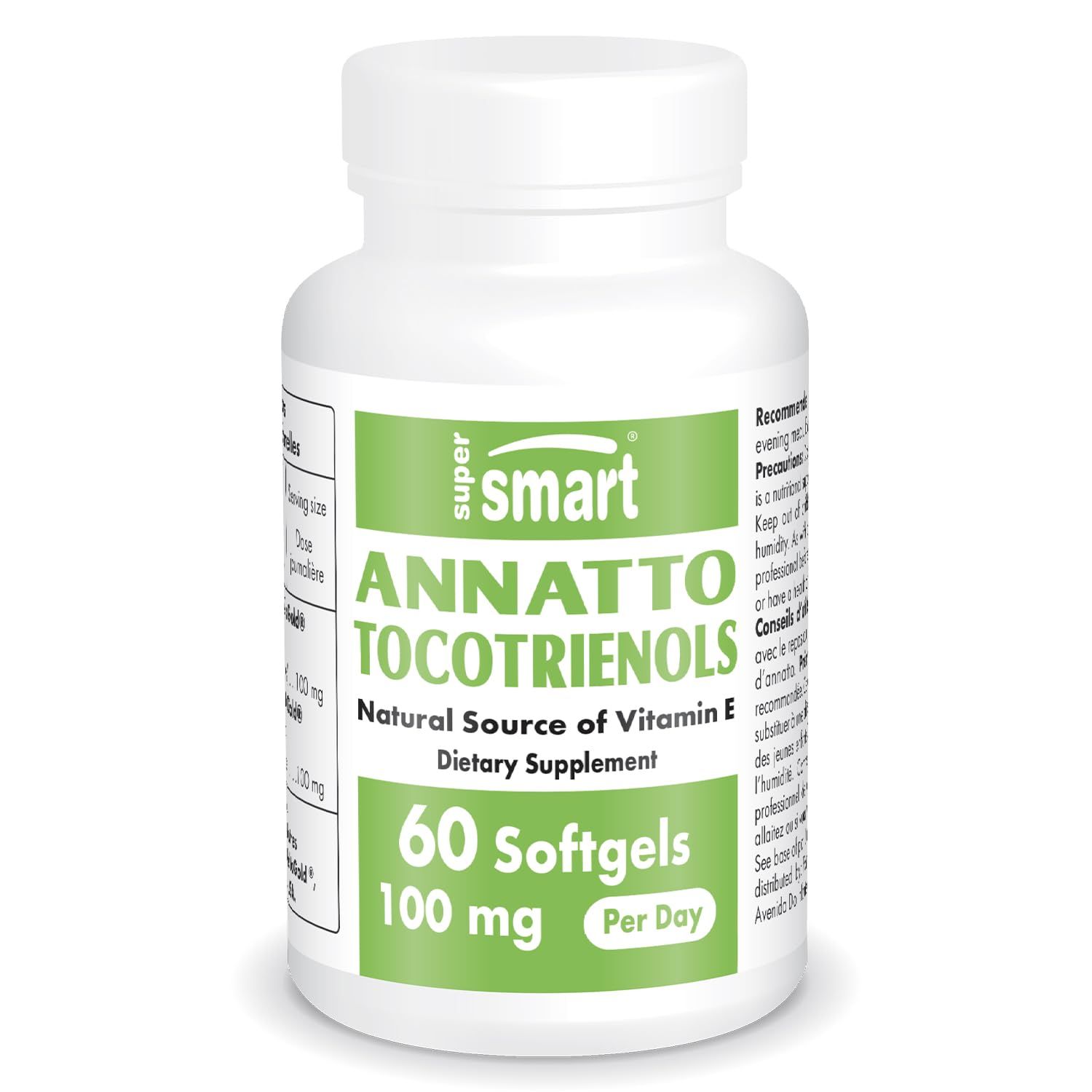 Supersmart - Annatto Tocotrienols 100mg per Day (DeltaGold Vitamin E) - Tocotrienols Supplement | Non-GMO &amp; Gluten Free - 60 Softgels