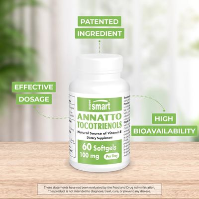 Supersmart - Annatto Tocotrienols 100mg per Day (DeltaGold Vitamin E) - Tocotrienols Supplement | Non-GMO &amp; Gluten Free - 60 Softgels