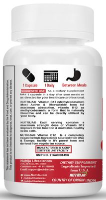 NutriJa Vitamin B12 Supplement (120 Capsules)