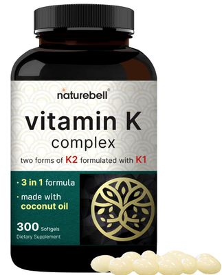 NatureBell Vitamin K Complex, K1 + K2 (MK-7 &amp; MK-4) 2,600mcg Per Serving, 300 Coconut Oil Softgels | Max Absorption - Full Spectrum K Vitamins Supplement | Heart &amp; Bone Support | Non-GMO
