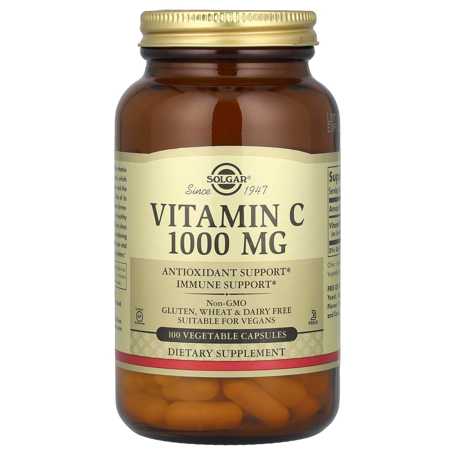 Solgar Vitamin C, 1,000 mg, 100 Vegetable Capsules